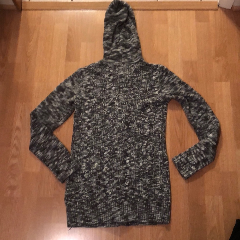 Black, Gray and White Hooded Cardigan - Picture 6 of 6